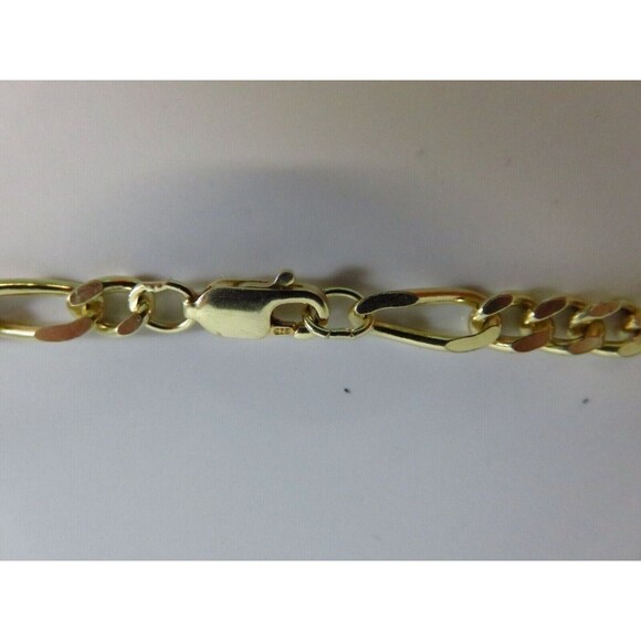 Unisex 925 Gold Gilded Sterling Figaro Chain 20" Long w Lobster Clasp - Picture 9 of 10